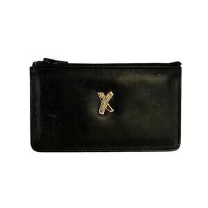 Paloma Picasso Vintage Black Leather Coin Case Zip Pouch Wallet - Made in Italy